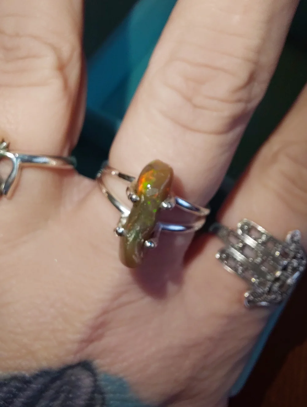 Fire Ethiopian Opal Sterling Silver Ring Size 7.25